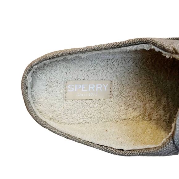 SPERRY Taupe Moc-Sider Mule Hemp Clogs Faux Fur Lining Men Slip On Comfort 8 NWT - Picture 10 of 15
